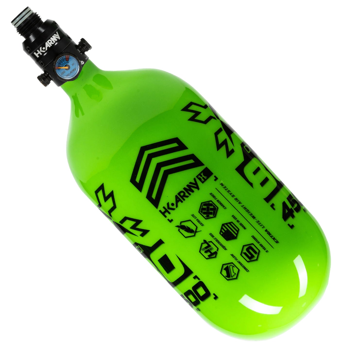 HK Army Rush - 80ci / 4500psi "EXTRA LITE" PRO REG Air System - Neon Green/Black