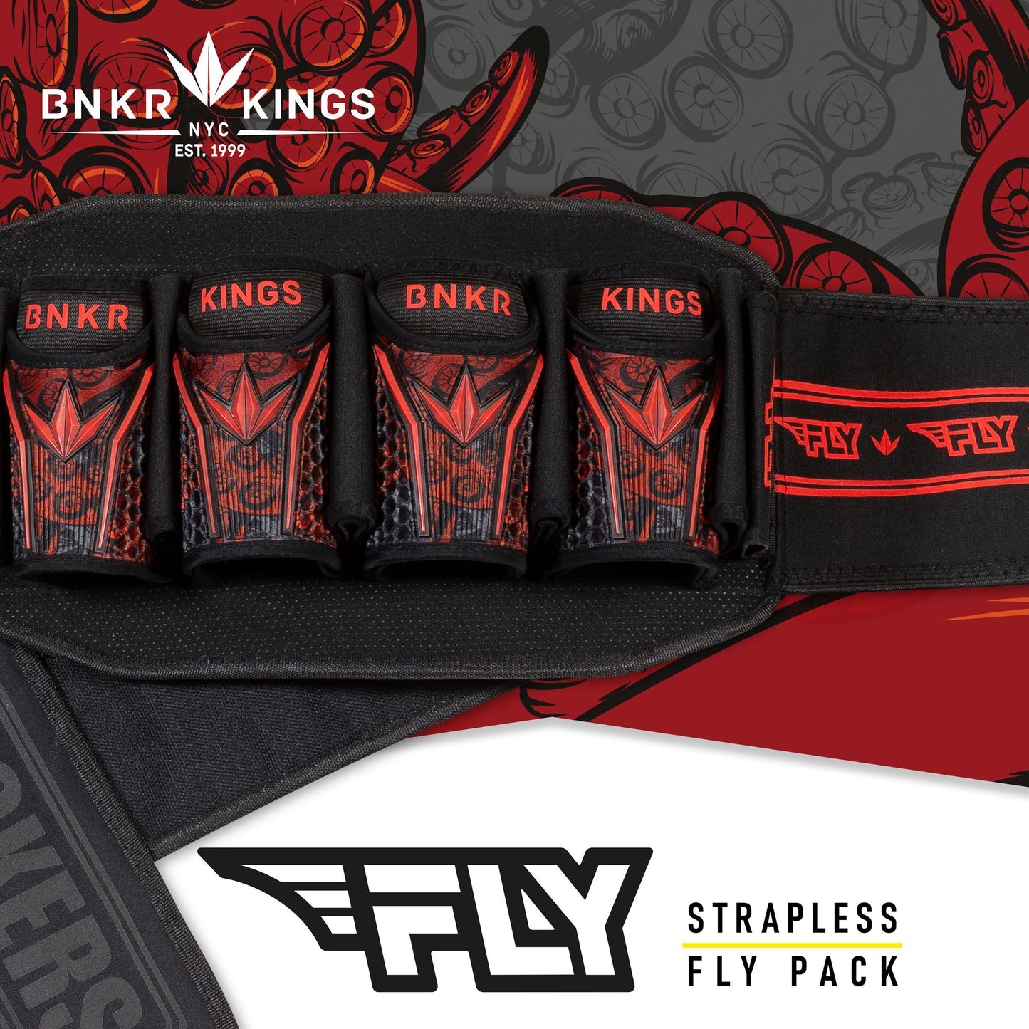 Bunker Kings Fly Pack 4+7 Harness - Red Tentacles