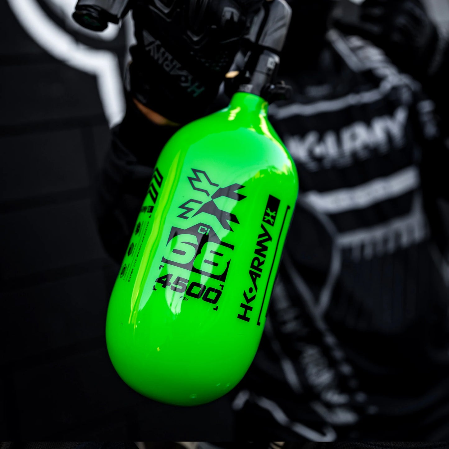 HK Army Rush - 68ci / 4500psi "EXTRA LITE" Standard Reg Air System - Neon Green/Black