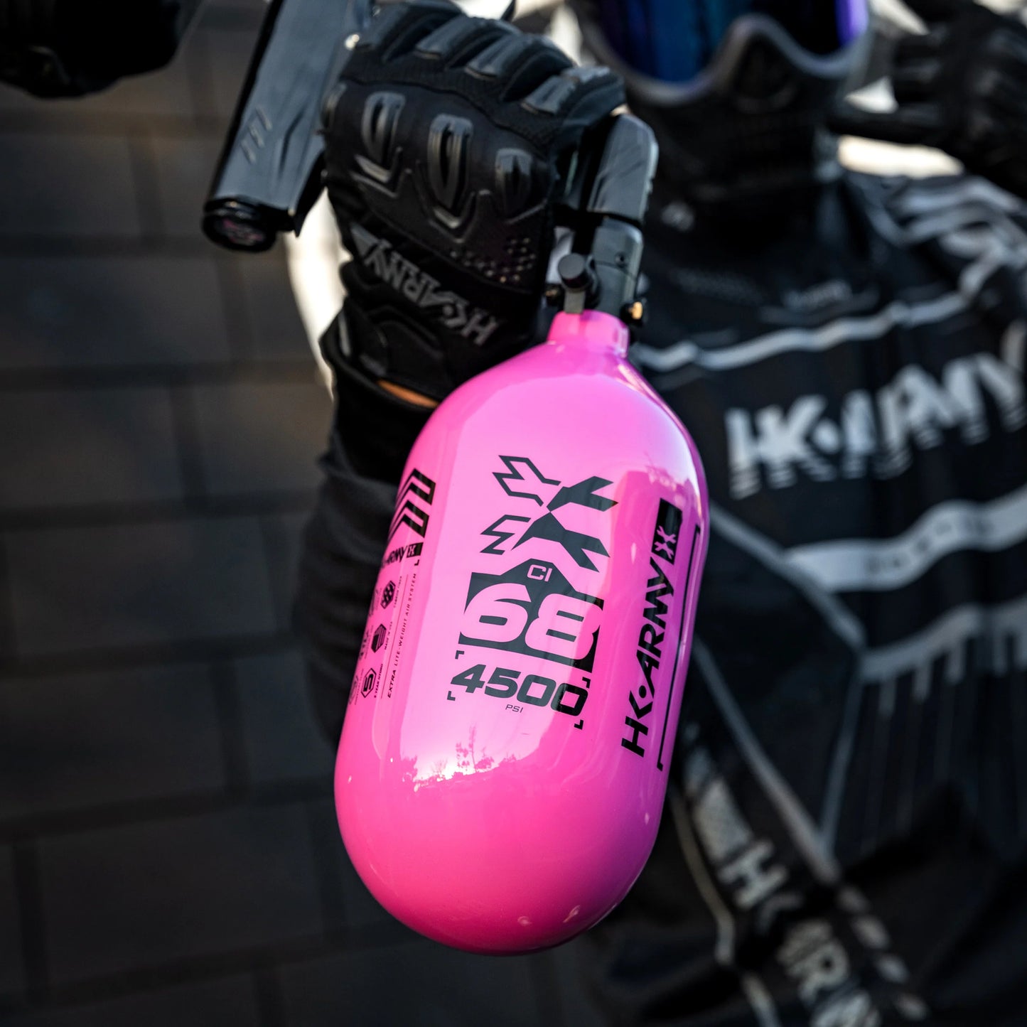 HK Army Rush - 68ci / 4500psi "EXTRA LITE" Standard Reg Air System - Neon Pink/Black