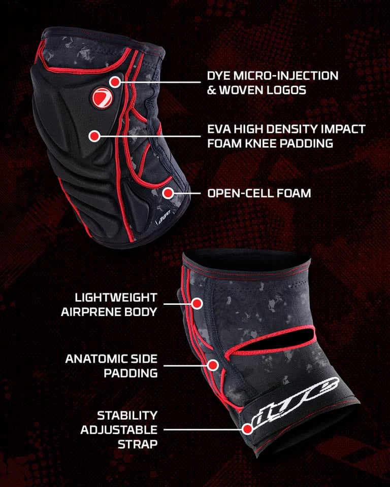 Dye Performance Knee Pads - DyeCam Black/Red