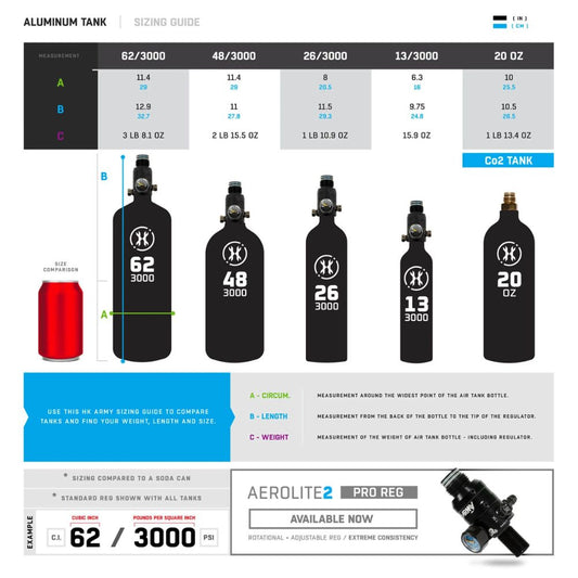 HK Army 48ci / 3000psi Aluminum Compressed Air Tank - Black